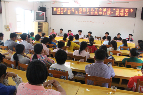 蒼梧縣總工會推進(jìn)農(nóng)民工入會集中行動(dòng)
